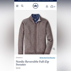 PETER MILLAR NORDIAC reversible FULL zip sweater Lg
